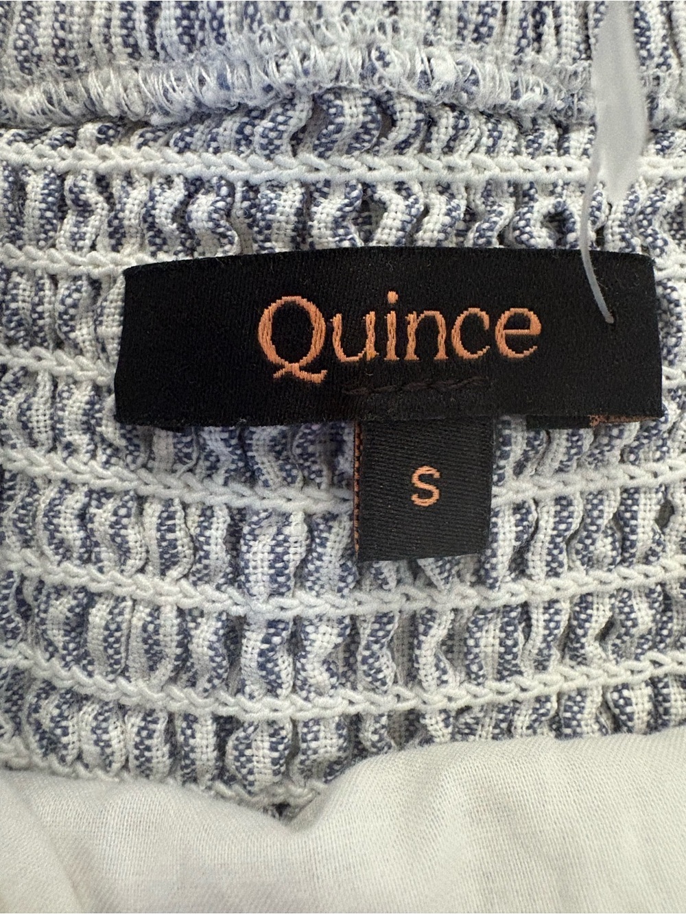 Quince European Linen Scoop Neck Midi Dress Pockets Blue Pinstripe Women's S - Picture 4 of 9